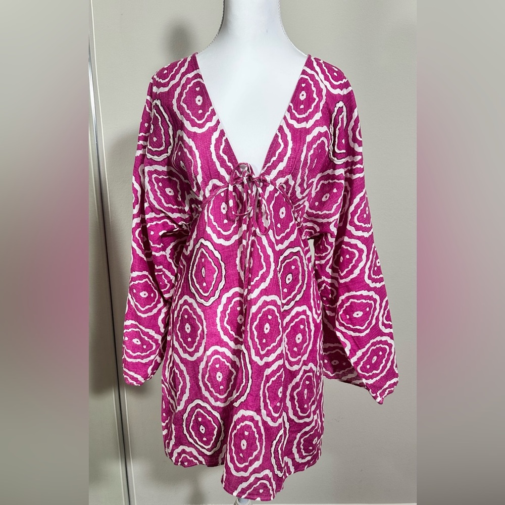 Zara Fuchsia & White Printed Mini Dress - Picture 2 of 13